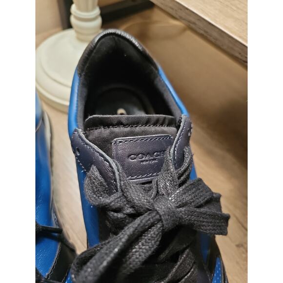 Coach Carter PERF RUNNER Sneakers Low Cut Leather FG1600 Blue Black Size 8D - Picture 10 of 16